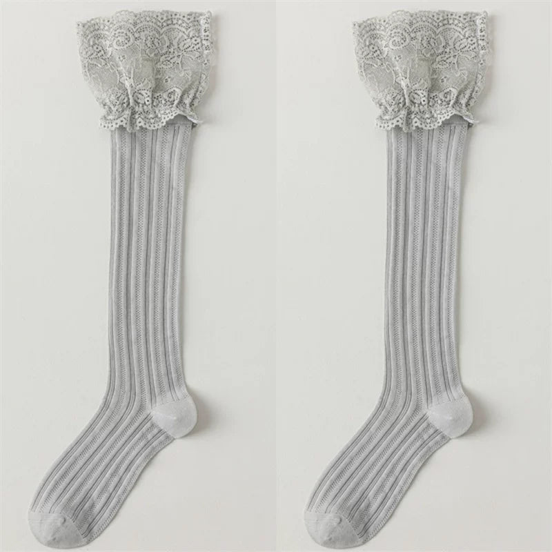Crystorax | Women’s Lace Calf Socks with Lightweight Cotton Knit