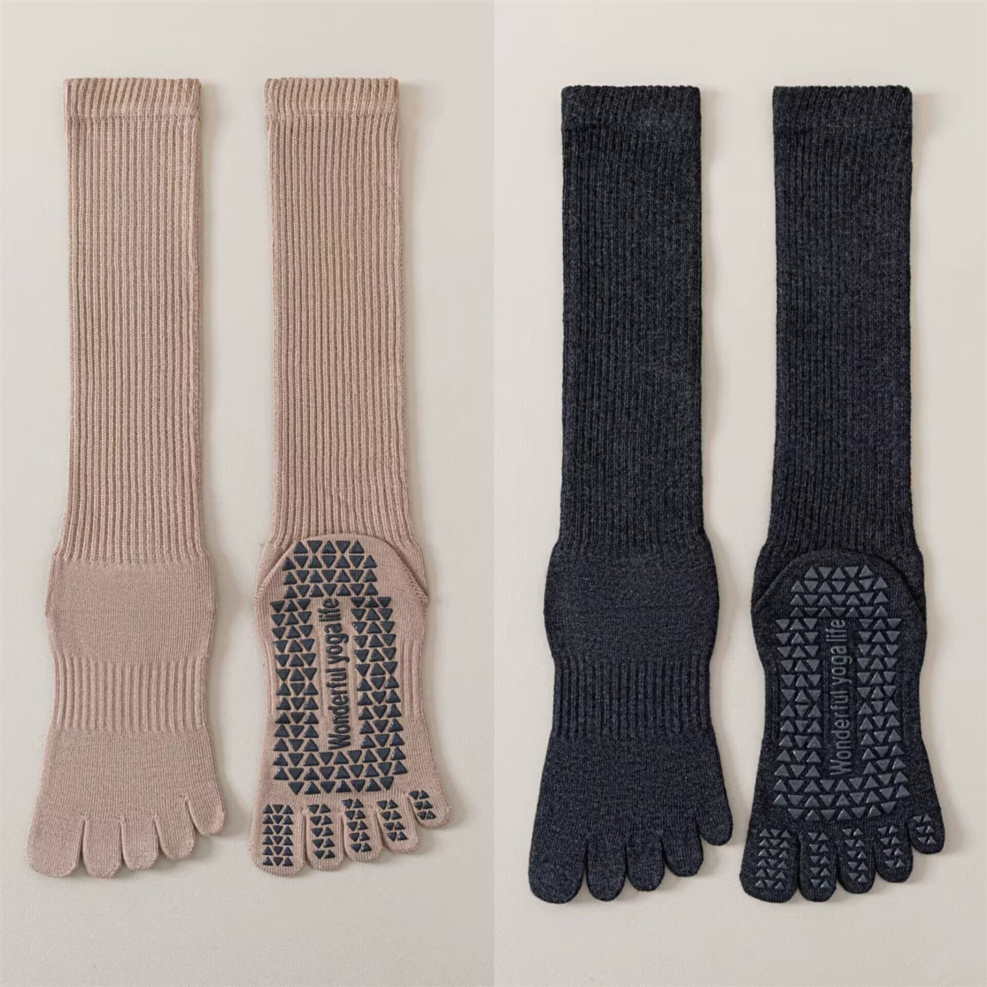 Crystorax | Women’s Five-Finger Yoga Socks with Mid-Calf Length