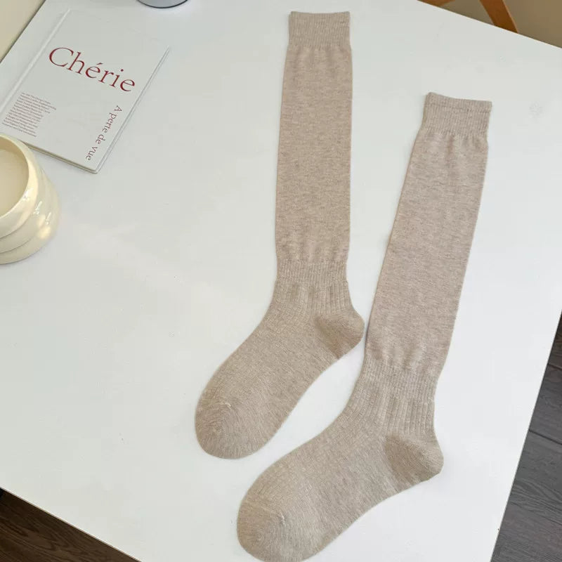 Crystorax | Solid Color Knee-Length Socks for Women with Relaxed Fit