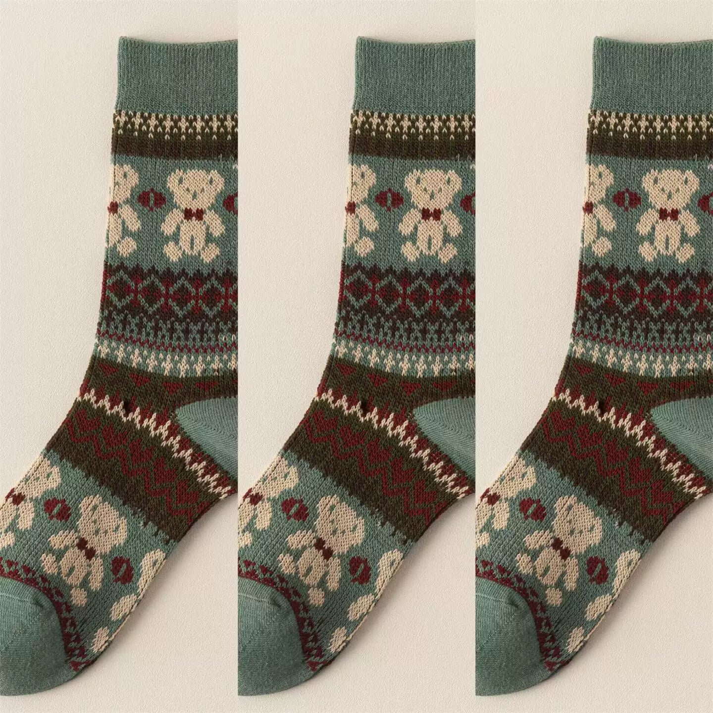 Crystorax | Thick Cotton Mid-Calf Socks with Double-Knit Pile for Women