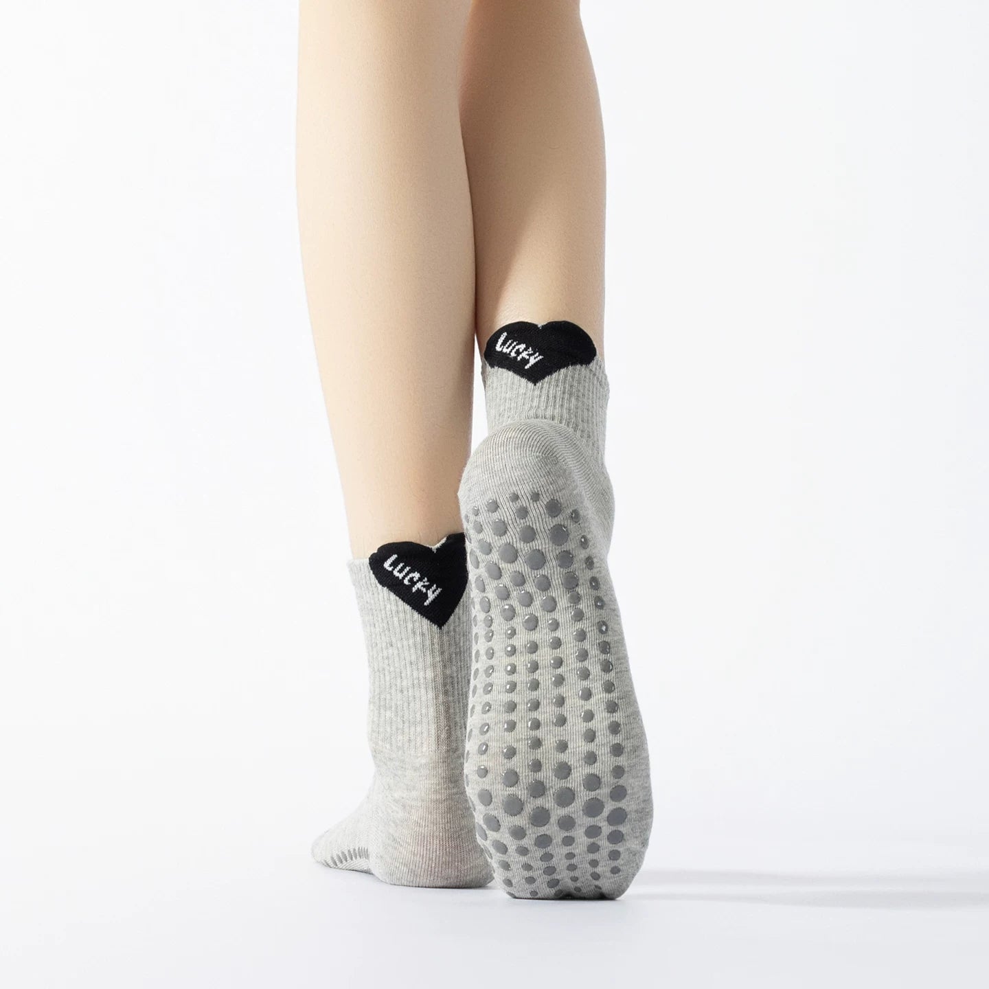 Crystorax | Heart Contrast Non-Slip Yoga Socks for Women, Short Summer Pilates Socks for Indoor Fitness