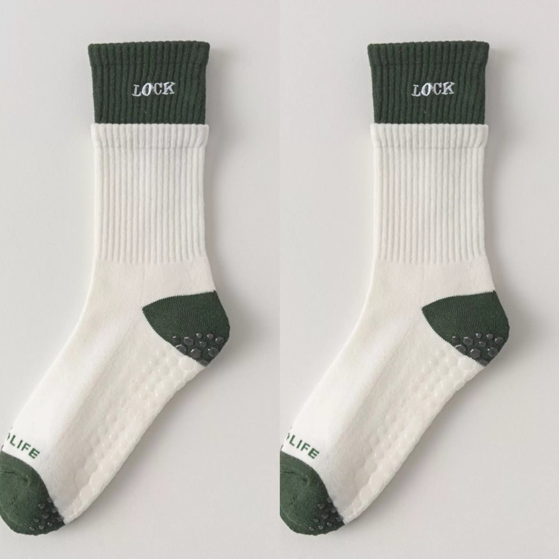 Crystorax | Thick Terry Mid-Calf Yoga Socks for Women, Non-Slip Cotton Pilates Socks for Autumn and Winter Indoor Fitness