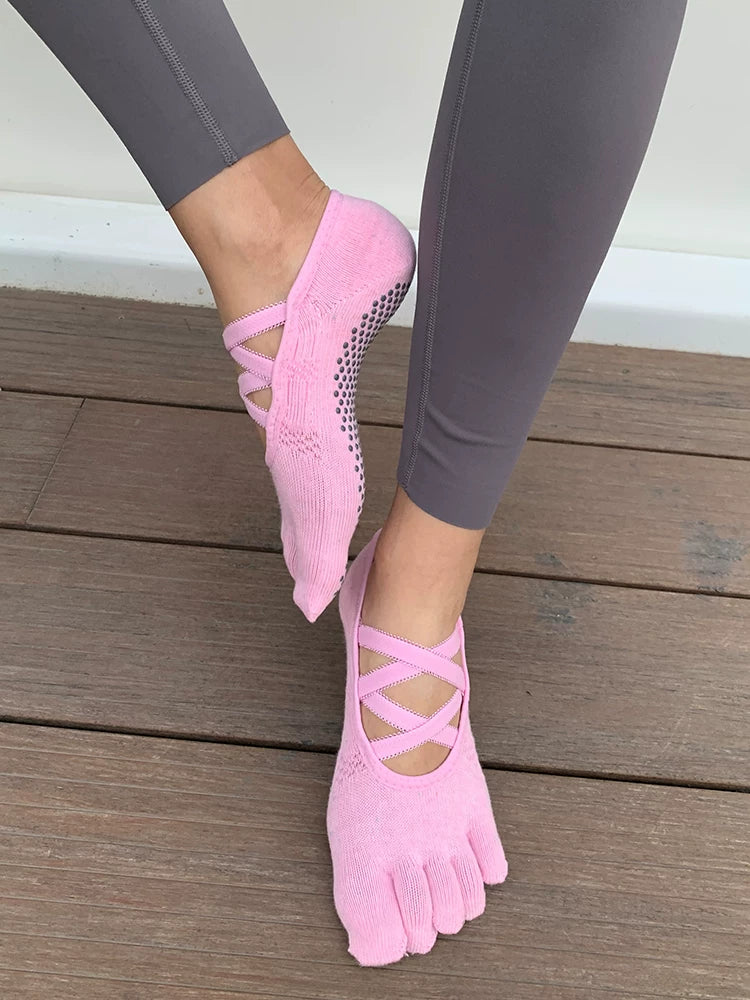 Crystorax | Five-Toe Non-Slip Yoga Socks for Women, Lightweight Summer Pilates and Dance Socks for Indoor Fitness