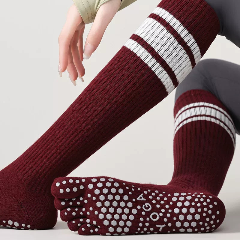 Crystorax | Five-Toe Yoga Socks for Women with Long Calf Length