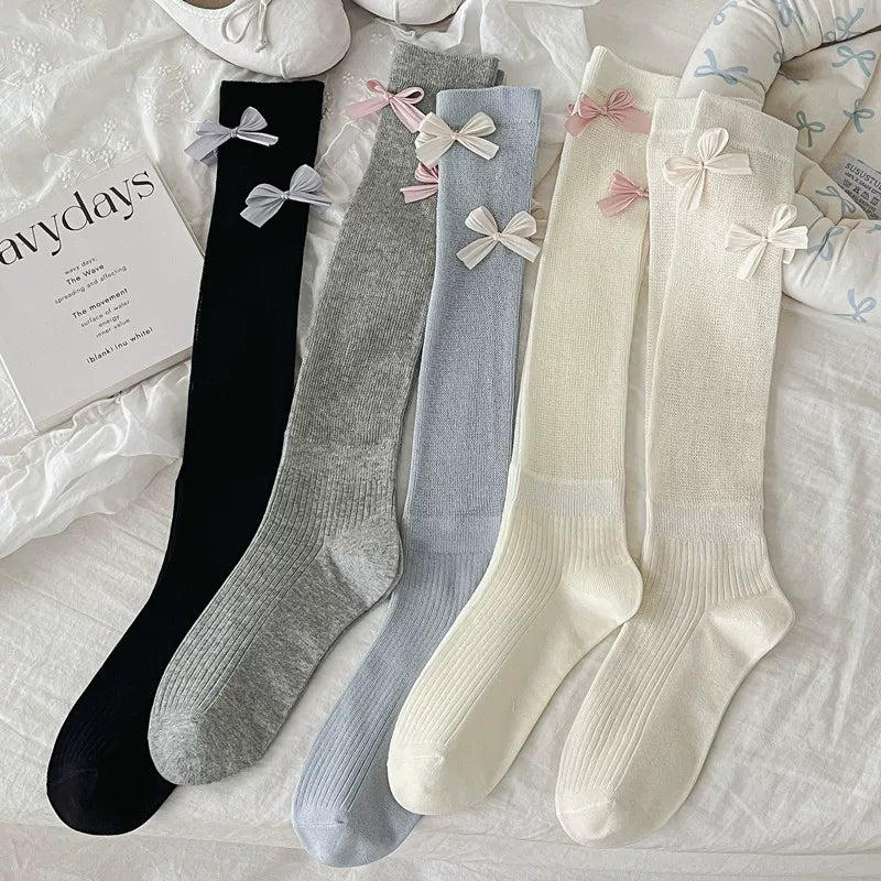 Crystorax | Women’s Ballet Bow Calf Socks with Lightweight Knit