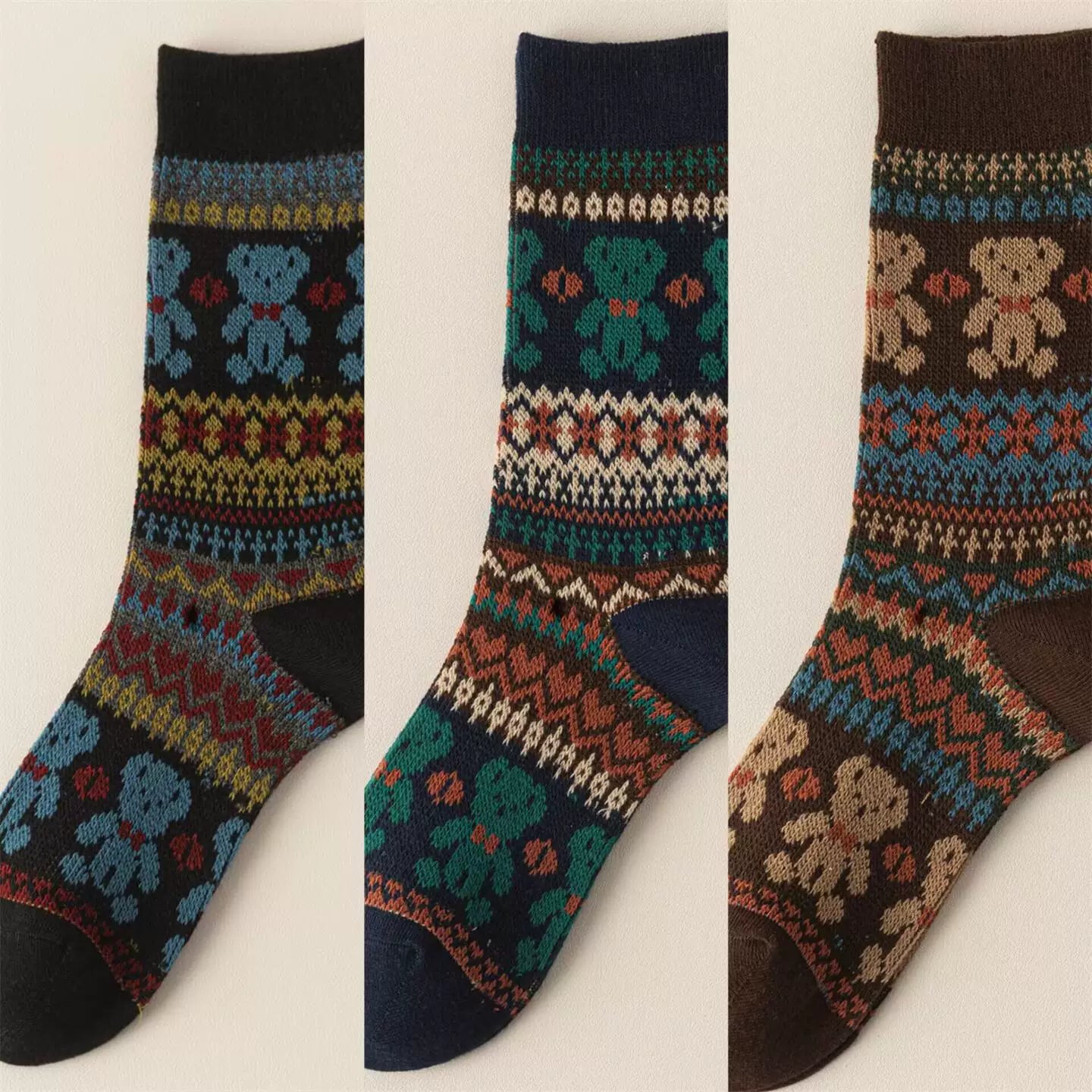 Crystorax | Thick Cotton Mid-Calf Socks with Double-Knit Pile for Women