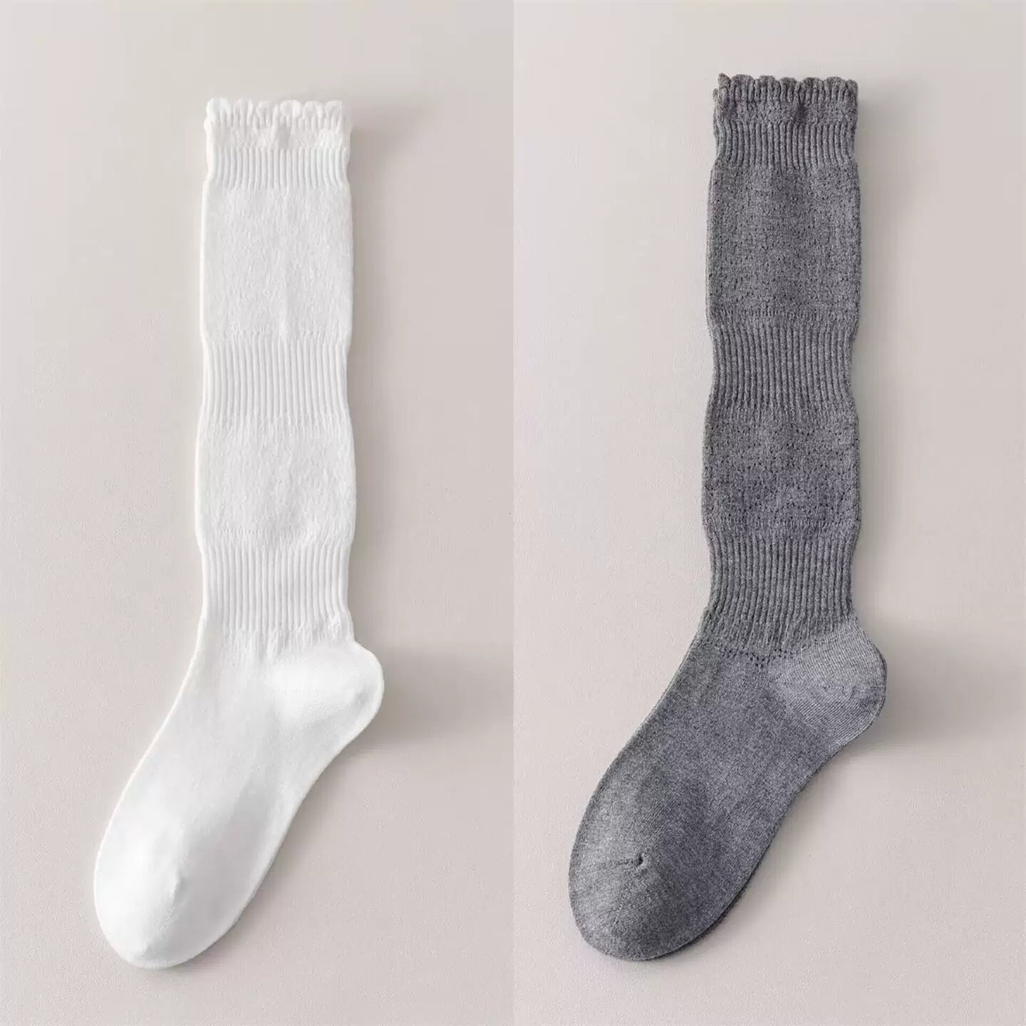 Crystorax | Women’s Merino Wool Calf Socks with Lace Knit Detail