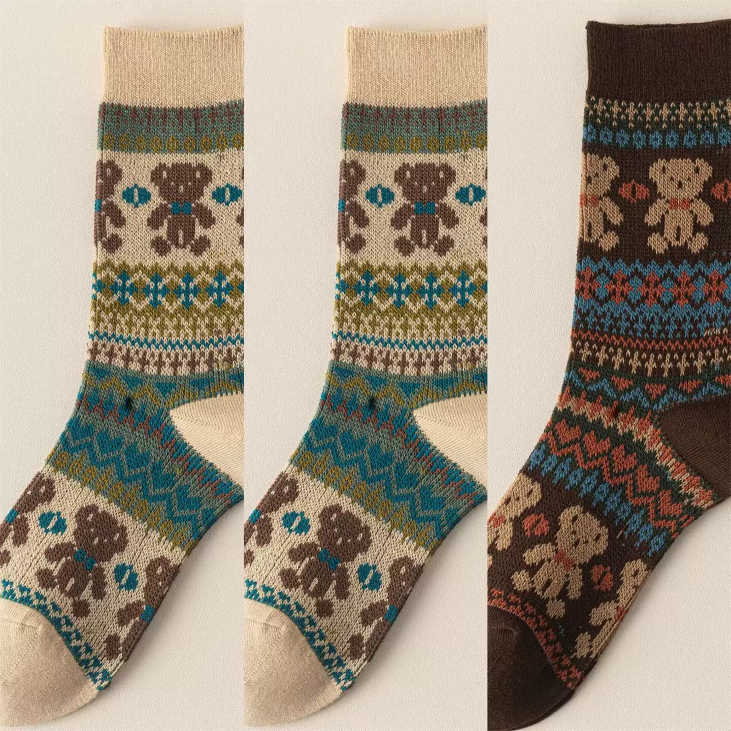 Crystorax | Thick Cotton Mid-Calf Socks with Double-Knit Pile for Women