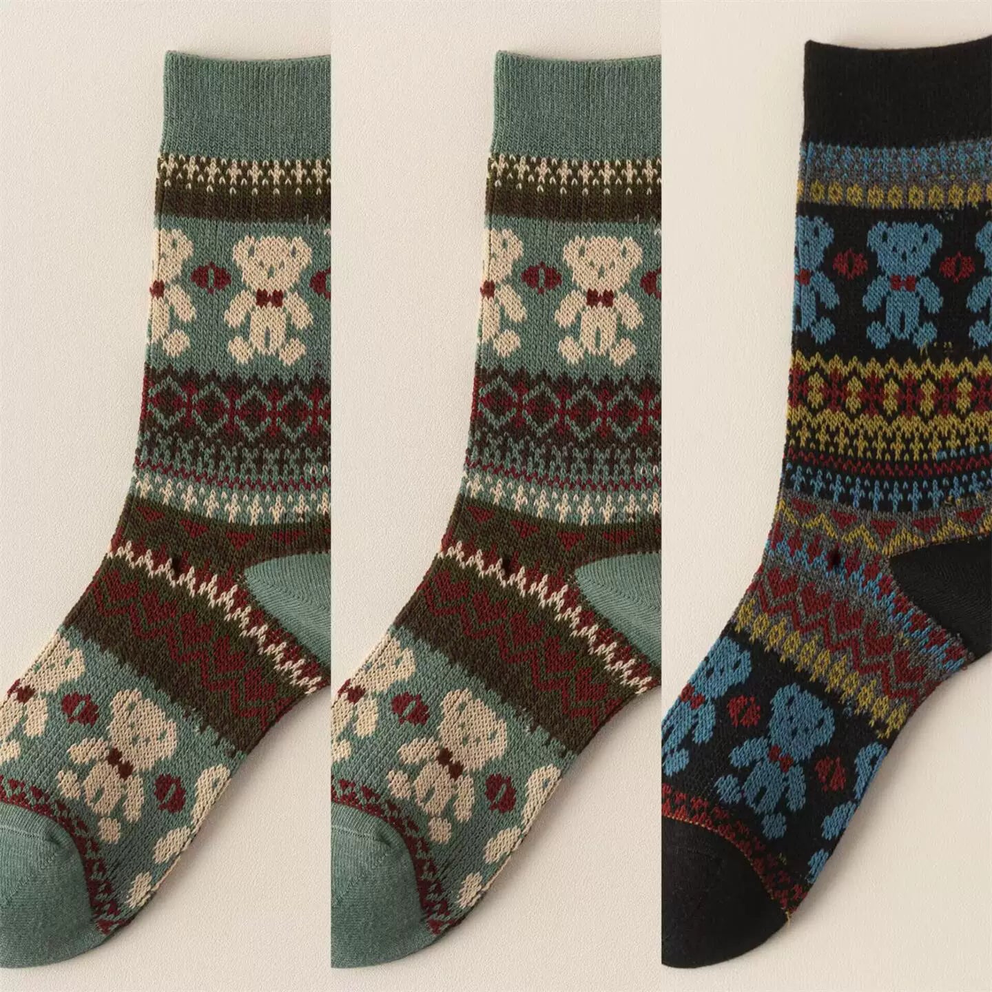 Crystorax | Thick Cotton Mid-Calf Socks with Double-Knit Pile for Women