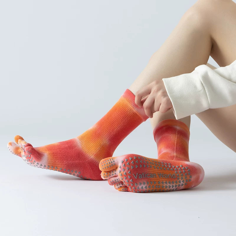 Crystorax | Non-Slip Split-Toe Mid-Calf Yoga Socks for Women, Warm Pilates Socks for Winter Indoor Fitness