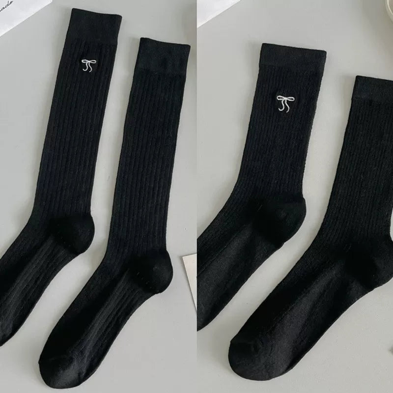 Crystorax | Women’s Ballet Bow Mid-Calf Socks with Lightweight Cotton Knit