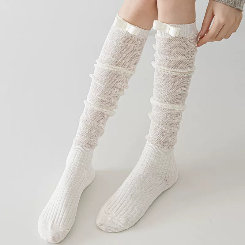 Crystorax | Women’s Ballet Bow Calf Socks with Lightweight Cotton Knit