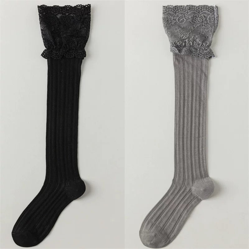 Crystorax | Women’s Lace Calf Socks with Lightweight Cotton Knit