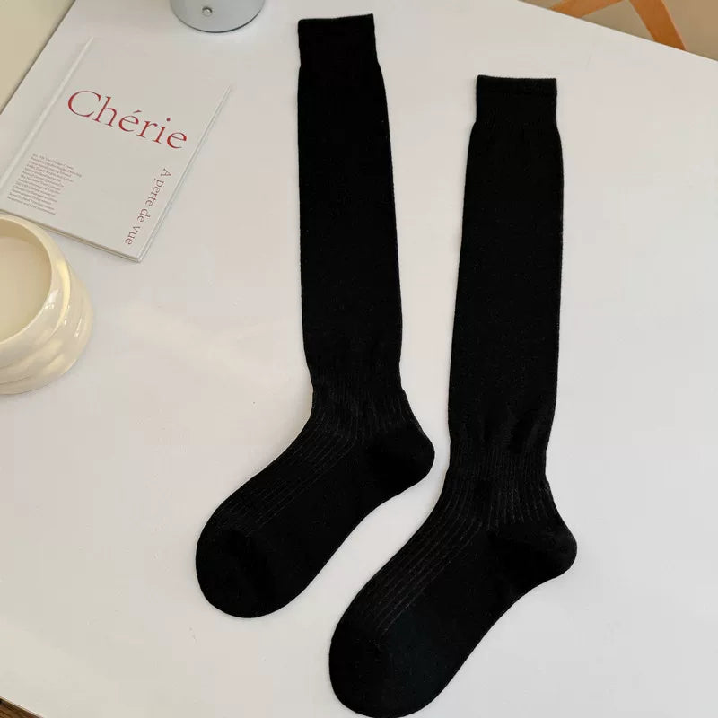 Crystorax | Solid Color Knee-Length Socks for Women with Relaxed Fit