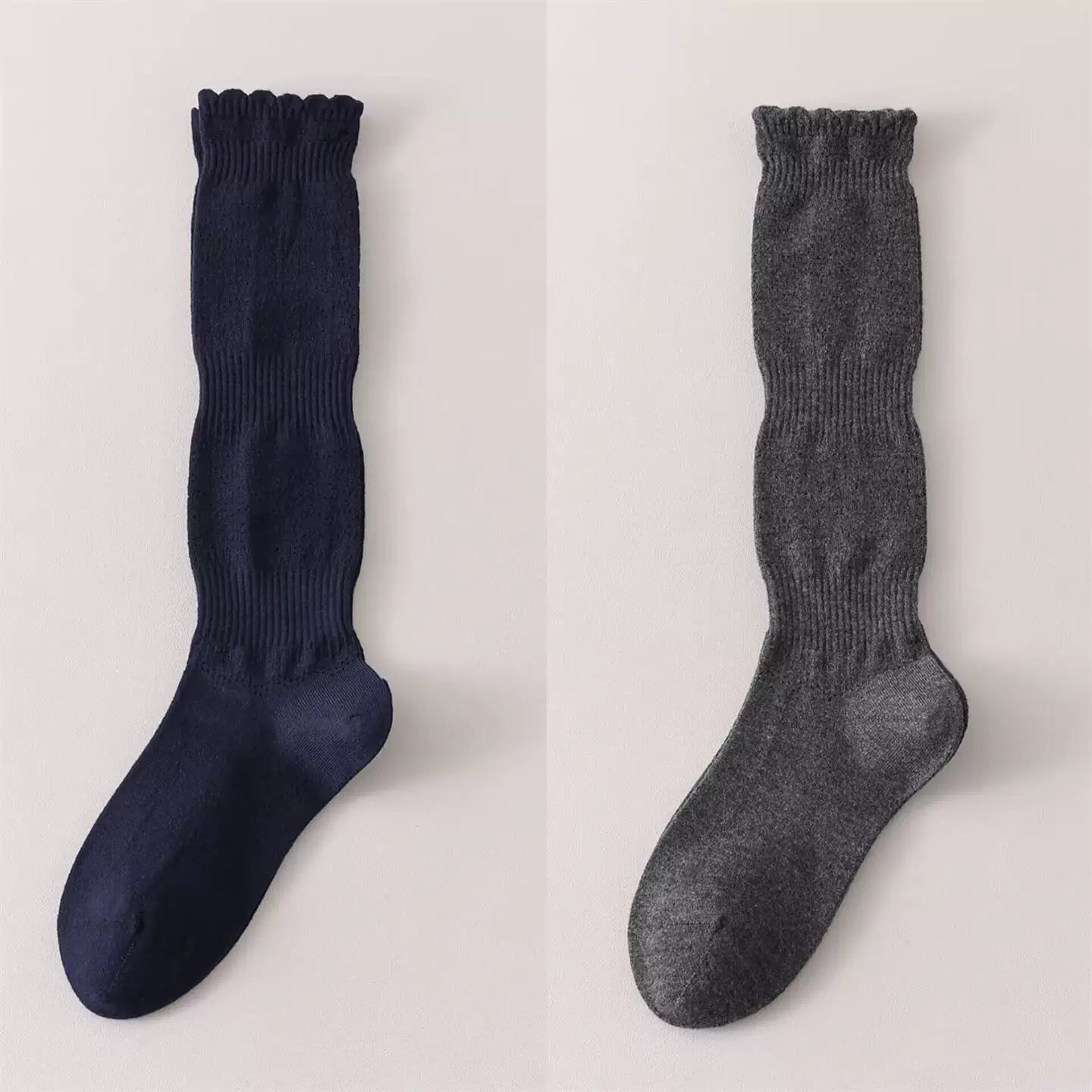 Crystorax | Women’s Merino Wool Calf Socks with Lace Knit Detail