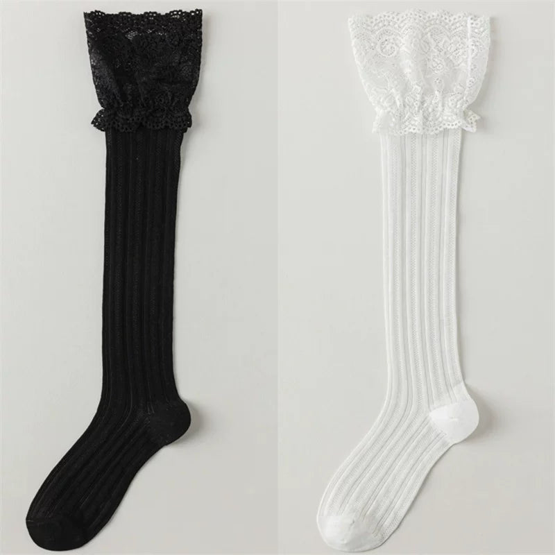 Crystorax | Women’s Lace Calf Socks with Lightweight Cotton Knit