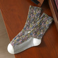 Crystorax | Embossed Floral Pile Socks for Women, Retro Forest Style Mid-Calf Socks for Spring and Autumn
