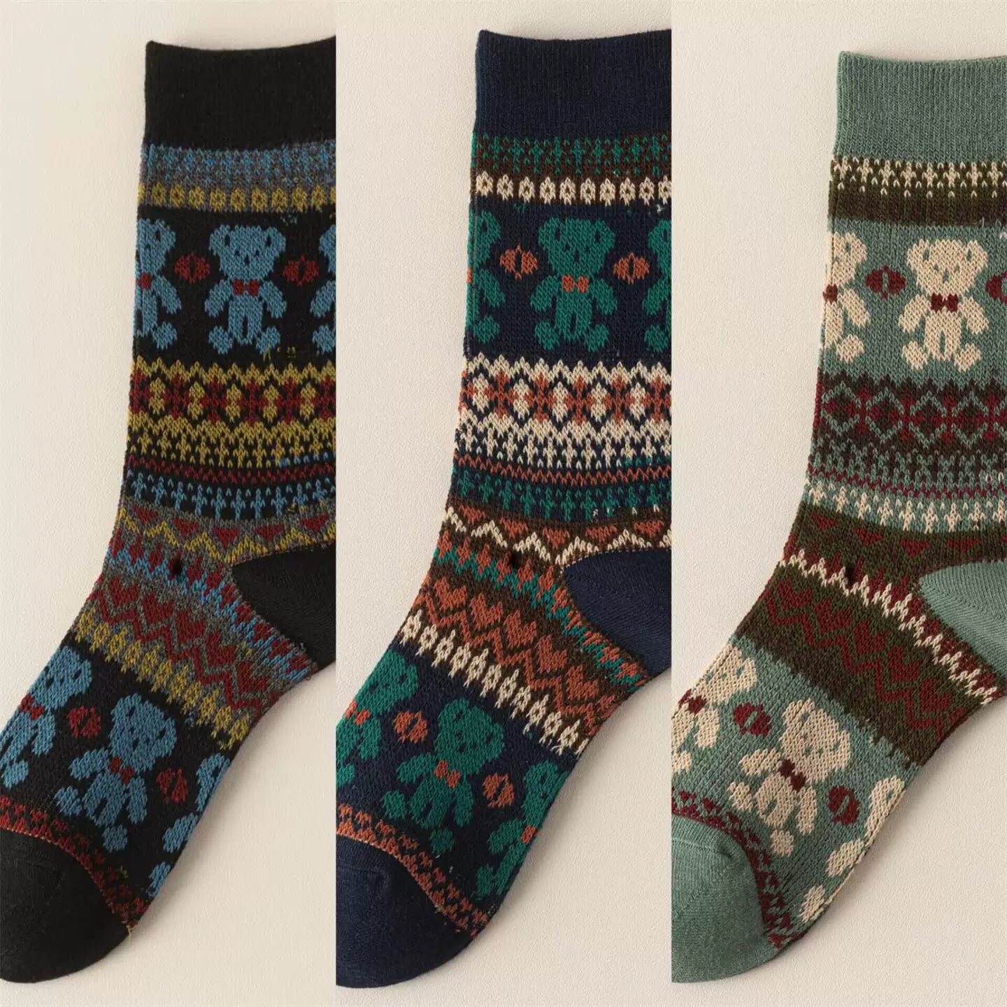 Crystorax | Thick Cotton Mid-Calf Socks with Double-Knit Pile for Women