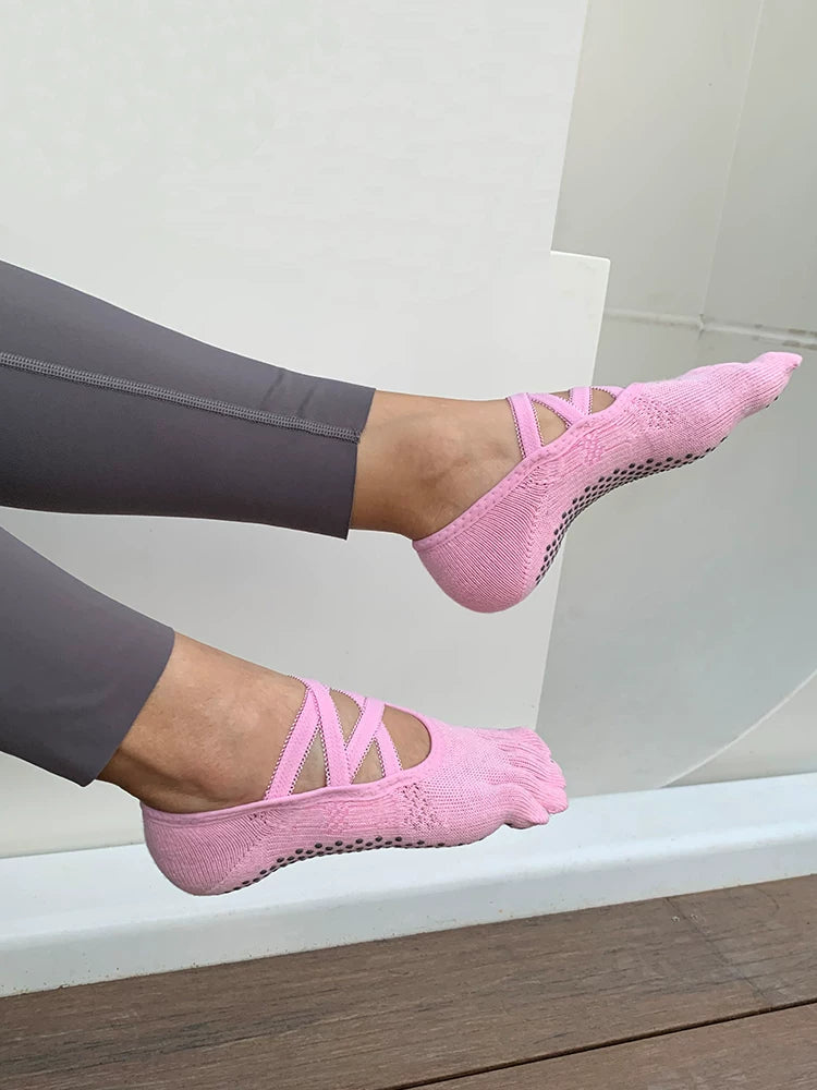 Crystorax | Five-Toe Non-Slip Yoga Socks for Women, Lightweight Summer Pilates and Dance Socks for Indoor Fitness