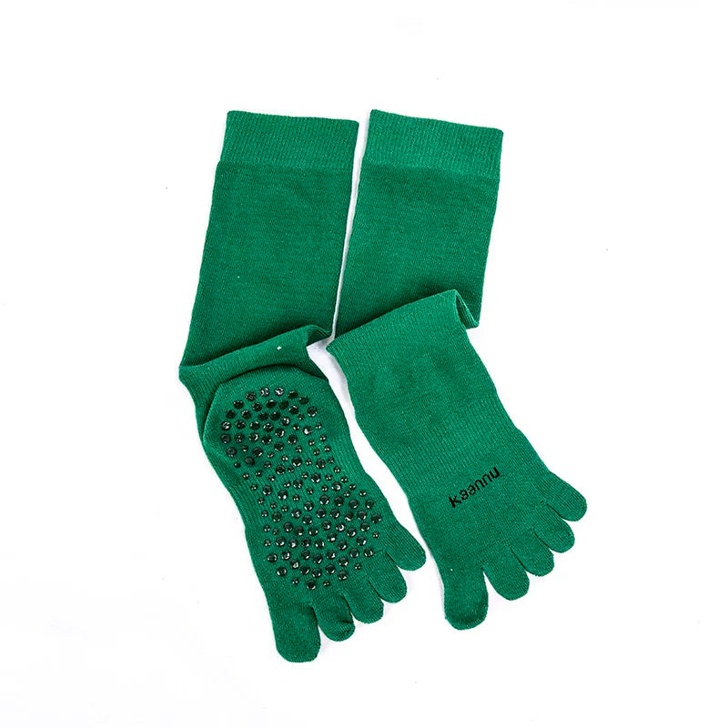 Crystorax | Split-Toe Cotton Yoga Socks for Women, Long Tube Mid-Calf Socks for Spring and Autumn Indoor Fitness