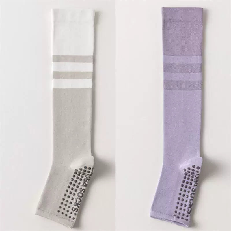 Crystorax | Open-Toe Non-Slip Yoga Mid-Calf Socks for Women, Pilates and Fitness Socks for Spring and Autumn