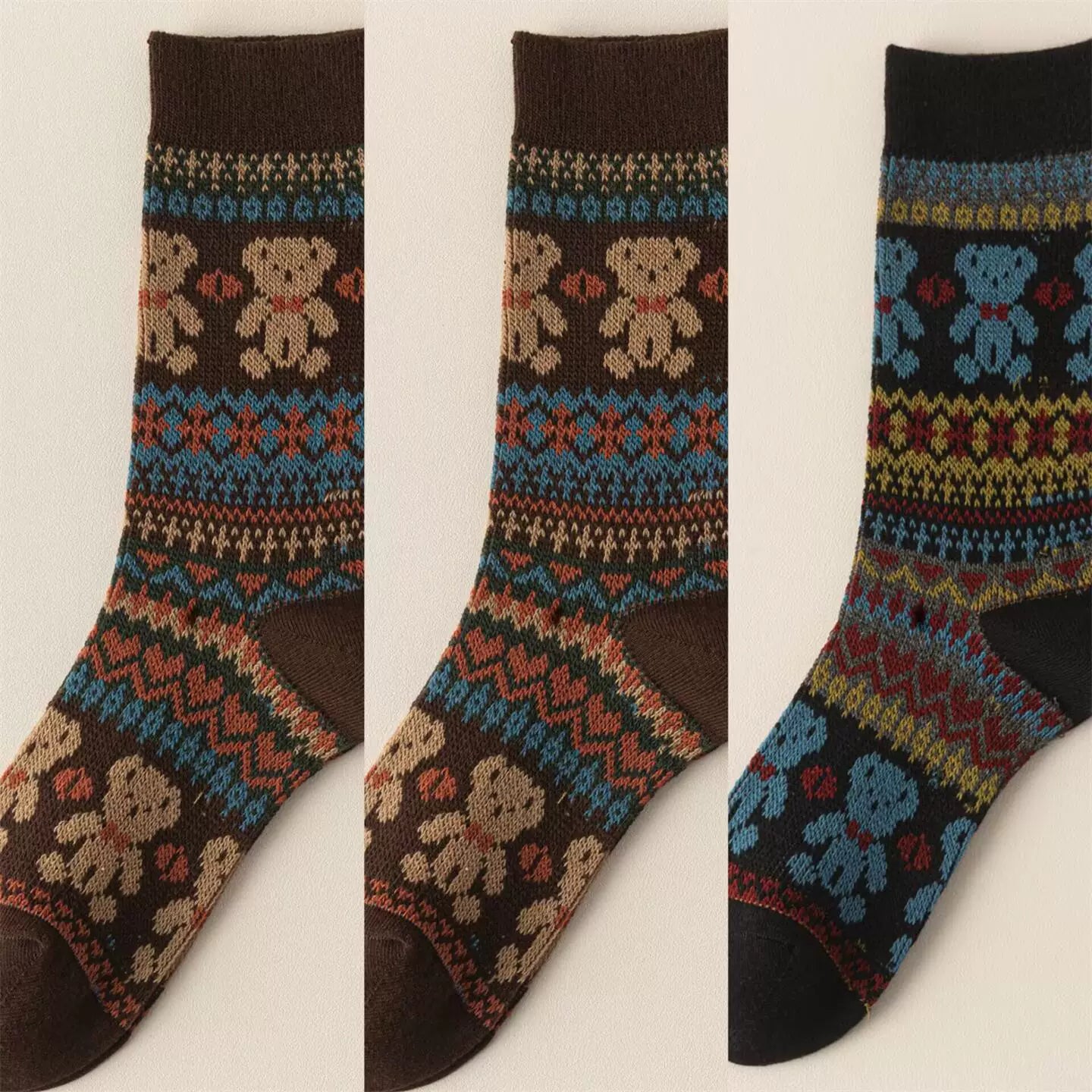 Crystorax | Thick Cotton Mid-Calf Socks with Double-Knit Pile for Women