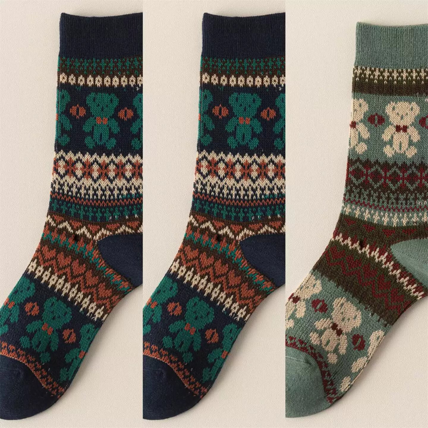 Crystorax | Thick Cotton Mid-Calf Socks with Double-Knit Pile for Women