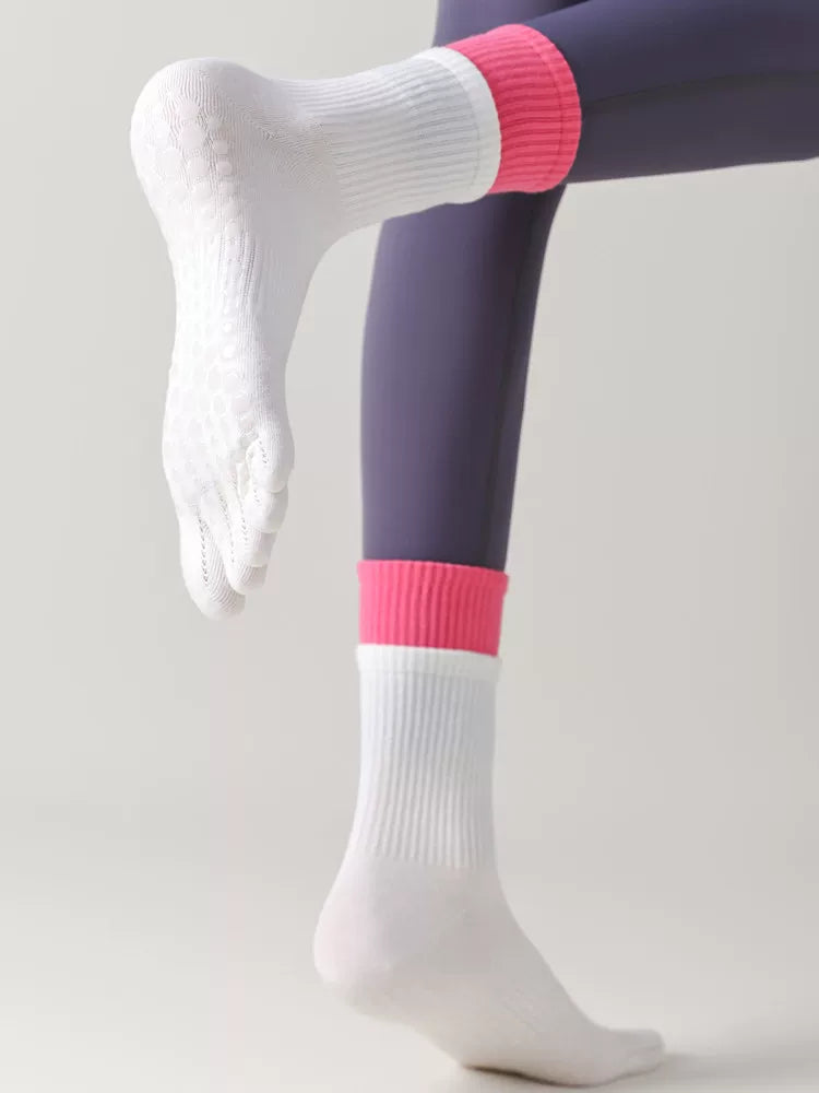 Crystorax | Five-Toe Mid-Calf Yoga Socks for Women, Non-Slip Split-Toe Pilates Socks for Indoor Fitness and Dance