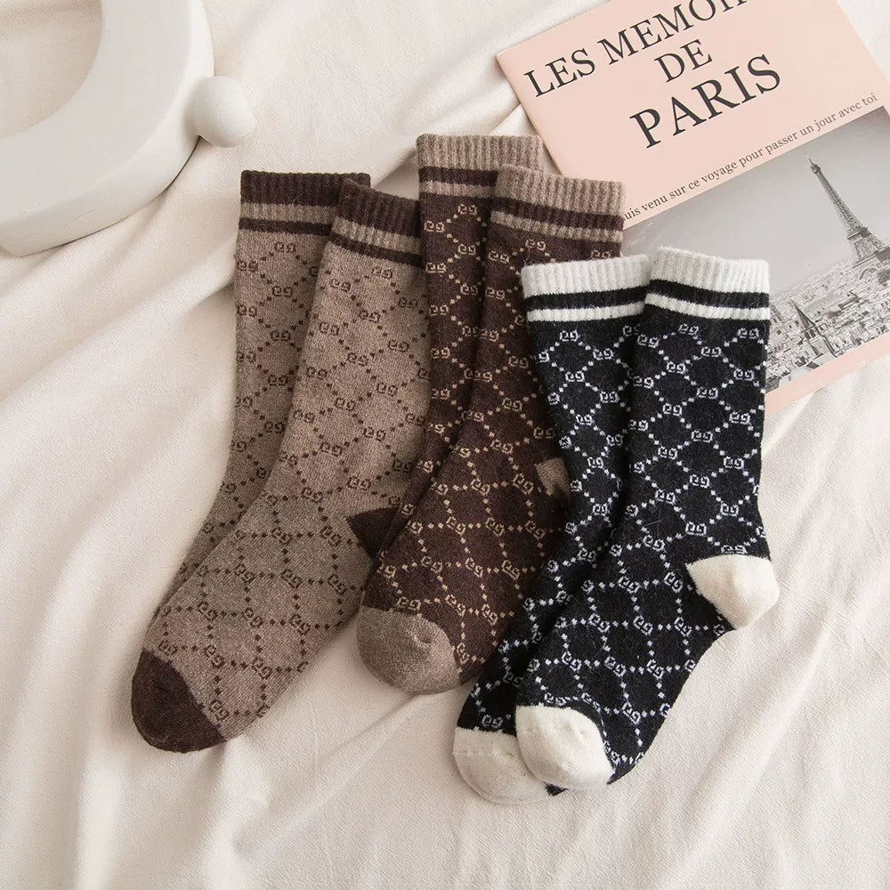 Crystorax | Warm Cotton-Blend Mid-Calf Socks for Women Cold Weather Wear