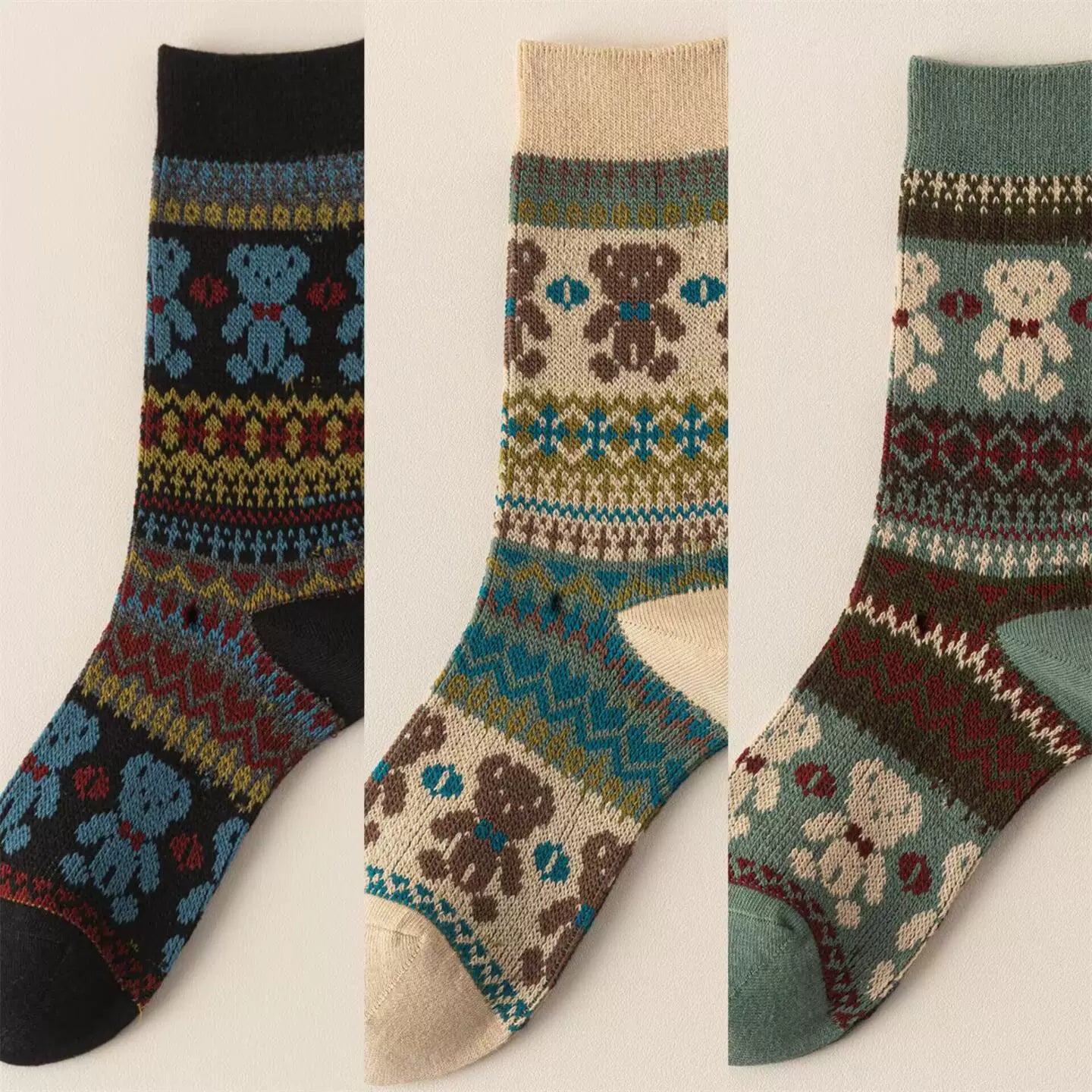 Crystorax | Thick Cotton Mid-Calf Socks with Double-Knit Pile for Women