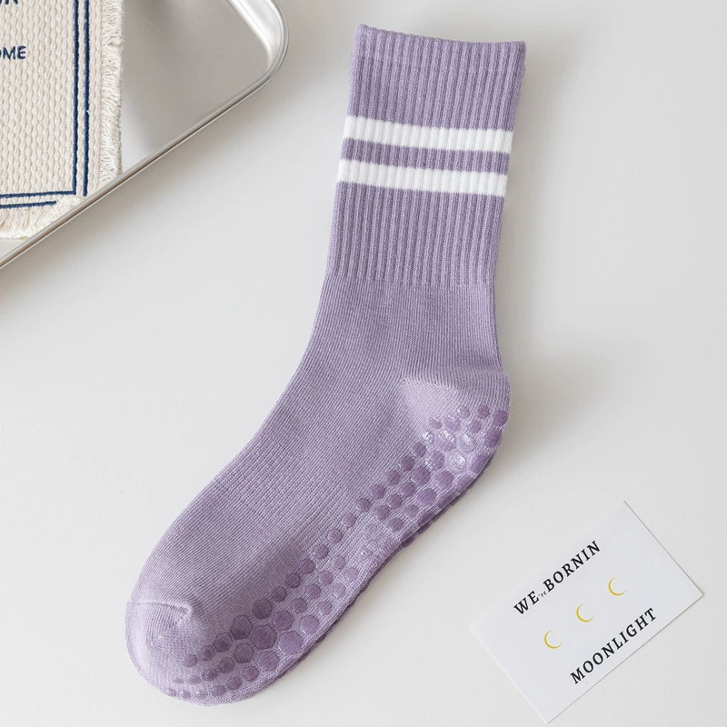 Crystorax | Solid Color Non-Slip Mid-Calf Yoga Socks for Women, Lightweight Spring and Autumn Pilates Fitness Socks