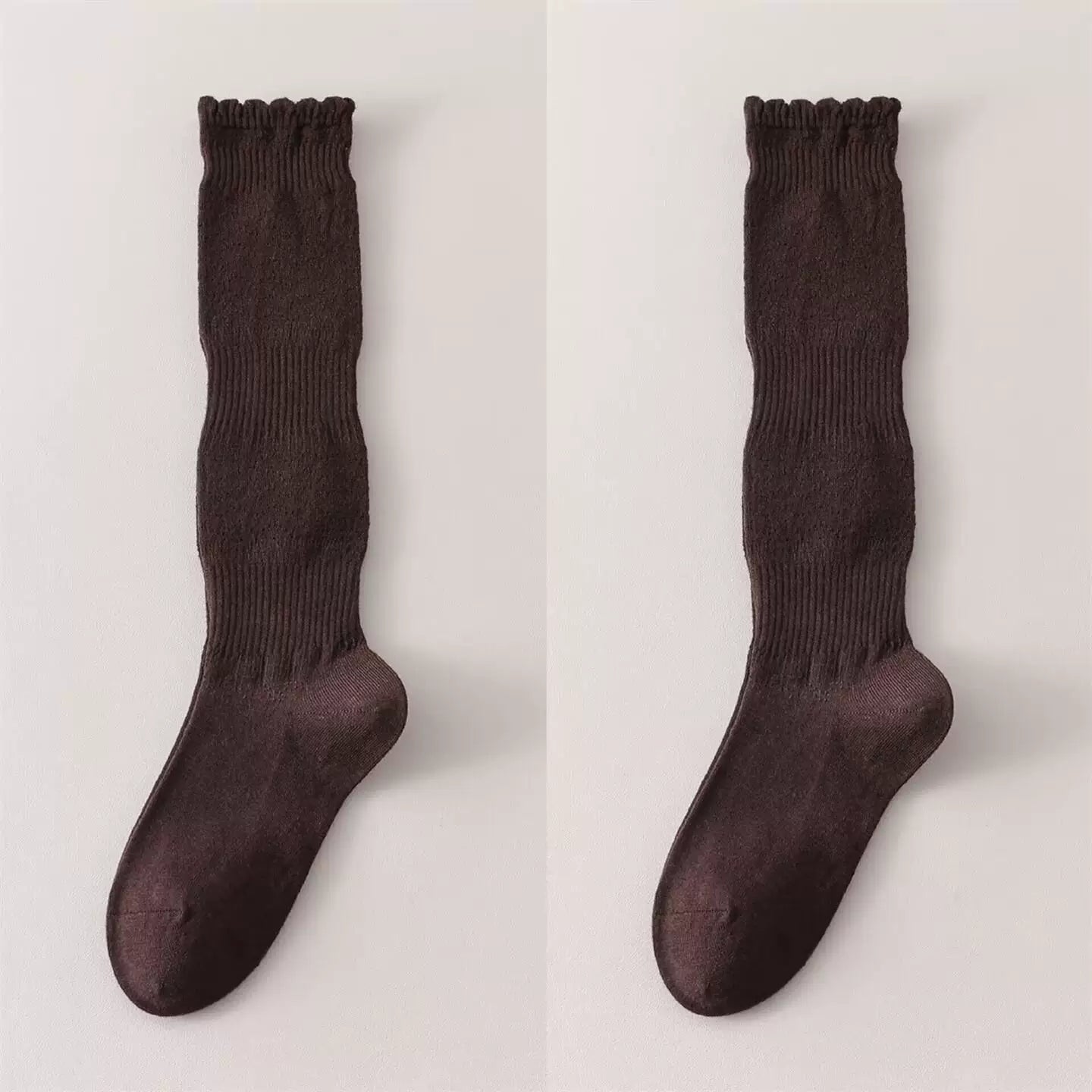 Crystorax | Women’s Merino Wool Calf Socks with Lace Knit Detail