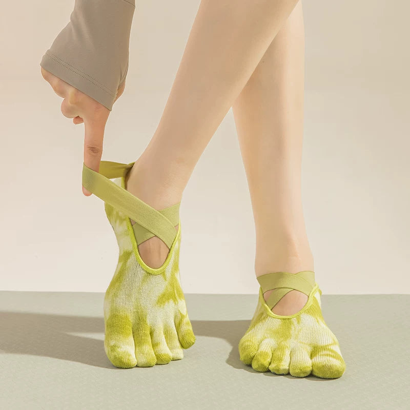 Crystorax | Five-Toe Non-Slip Yoga Socks for Women, Lightweight Summer Pilates Split-Toe Socks for Indoor Fitness