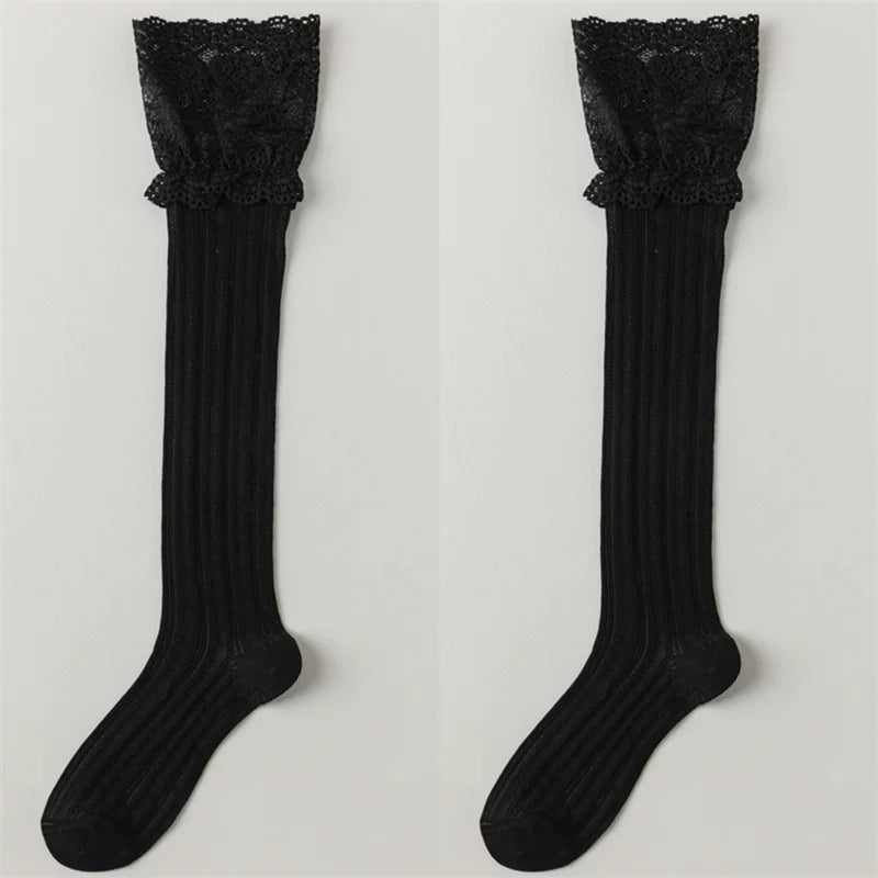 Crystorax | Women’s Lace Calf Socks with Lightweight Cotton Knit