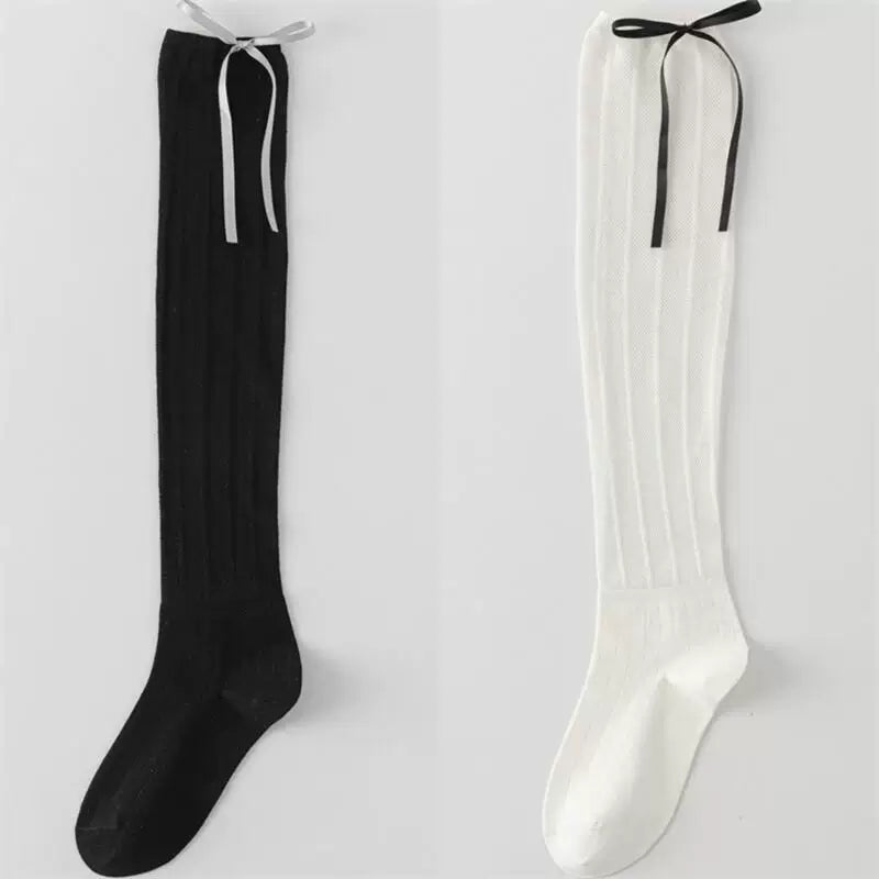 Crystorax | Lightweight Sheer Calf Socks with Bow Detail for Women
