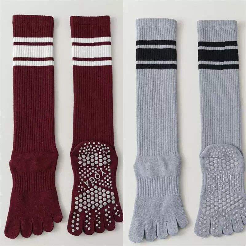 Crystorax | Five-Toe Yoga Socks for Women with Long Calf Length