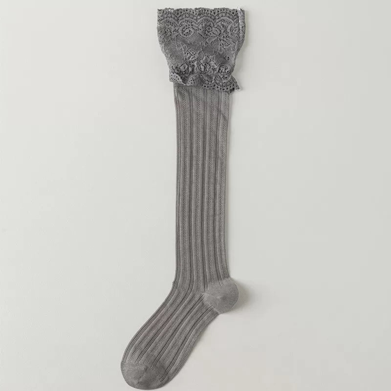 Crystorax | Women’s Lace Calf Socks with Lightweight Cotton Knit