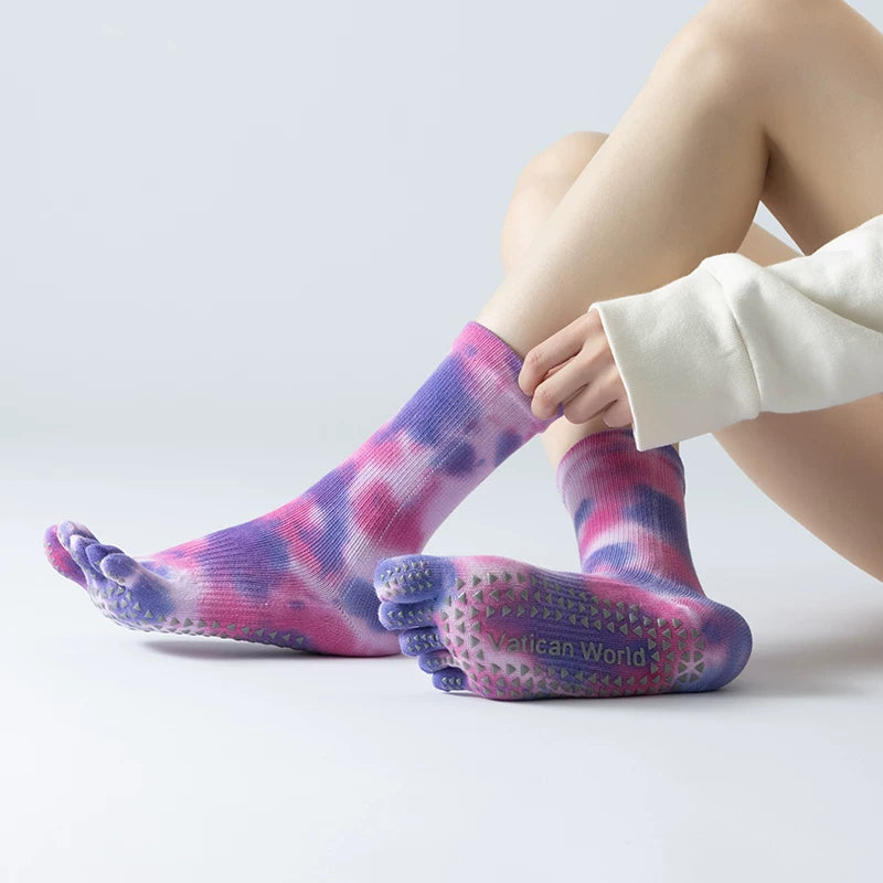 Crystorax | Non-Slip Split-Toe Mid-Calf Yoga Socks for Women, Warm Pilates Socks for Winter Indoor Fitness
