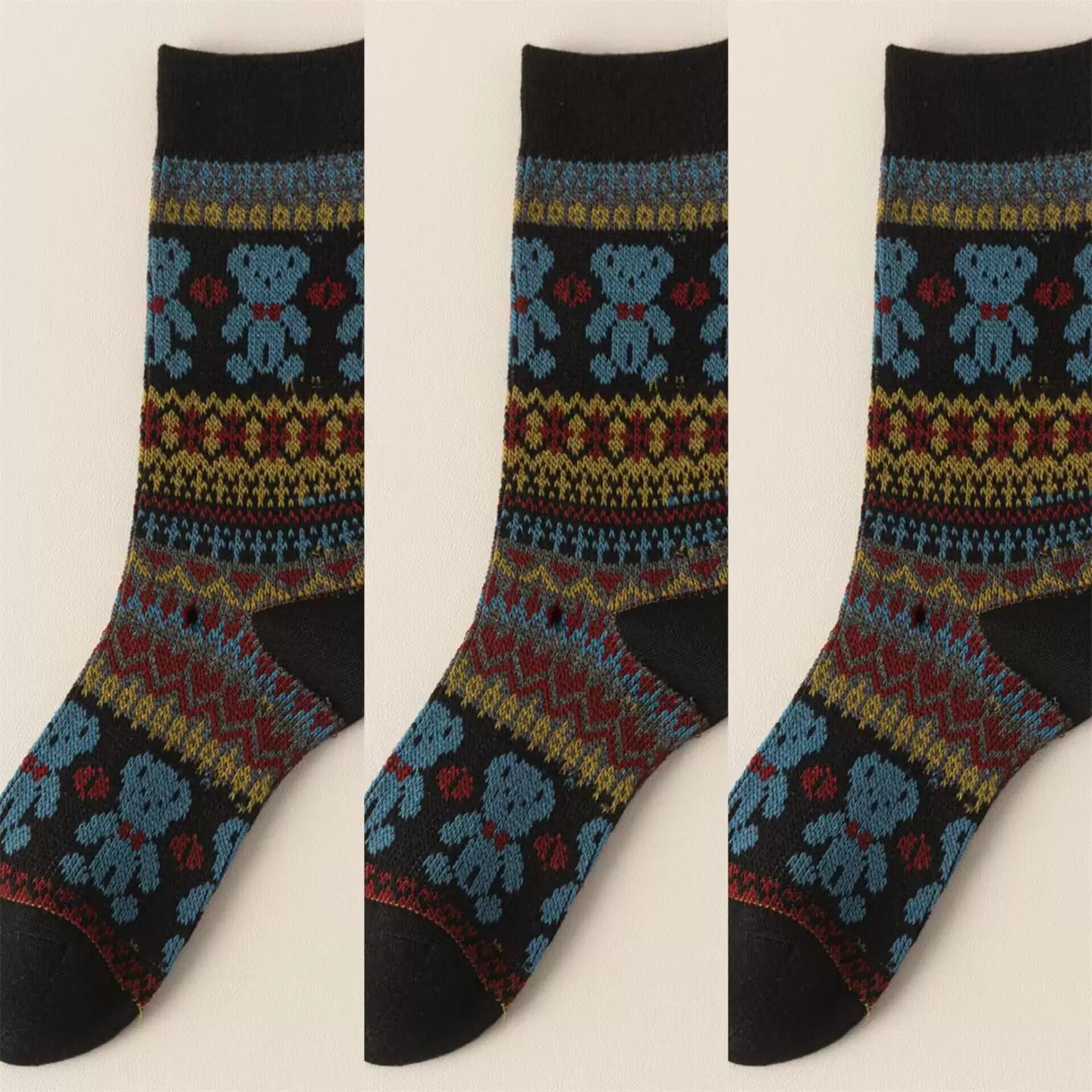 Crystorax | Thick Cotton Mid-Calf Socks with Double-Knit Pile for Women