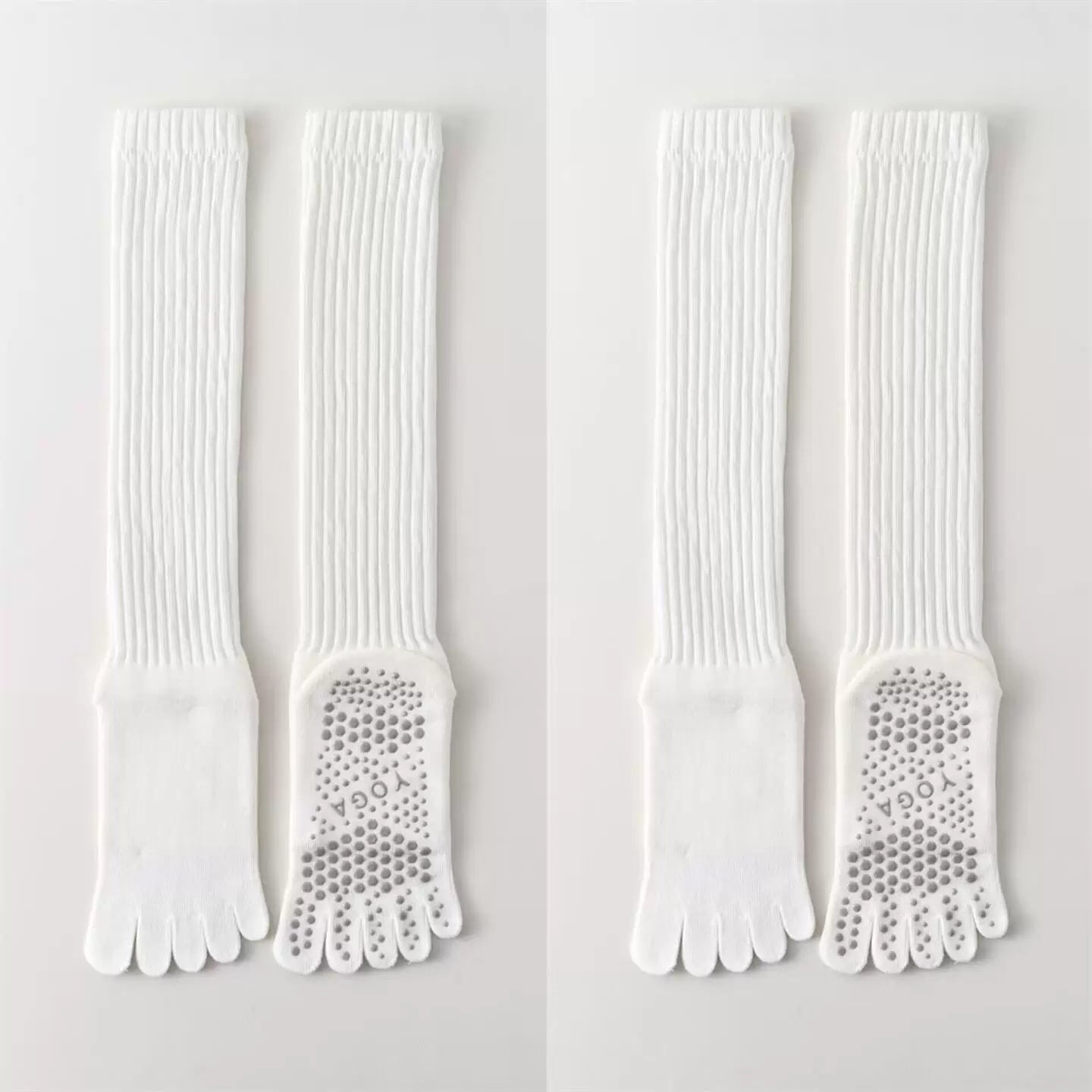 Crystorax | Thick Five-Toe Yoga Long Tube Socks for Women, Non-Slip Split-Toe Pilates Socks for Autumn and Winter