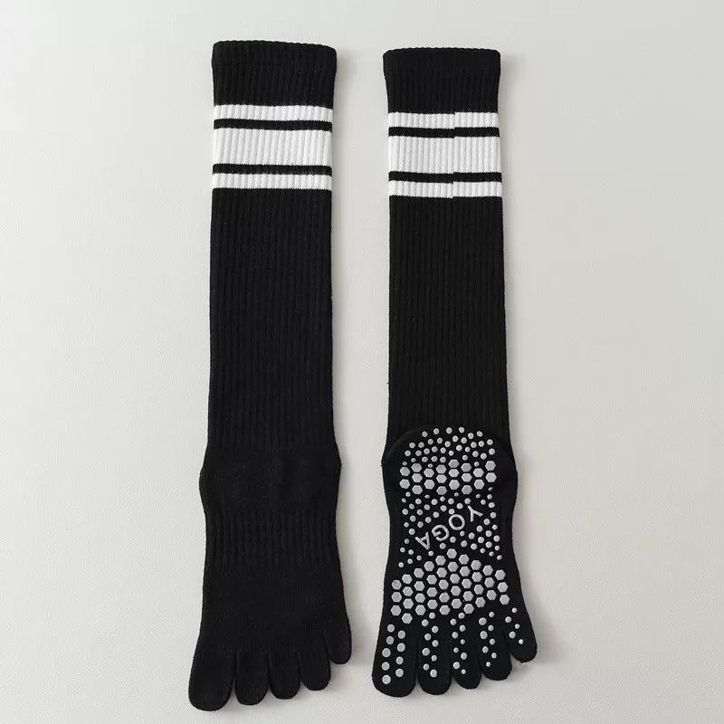 Crystorax | Five-Toe Yoga Socks for Women with Long Calf Length