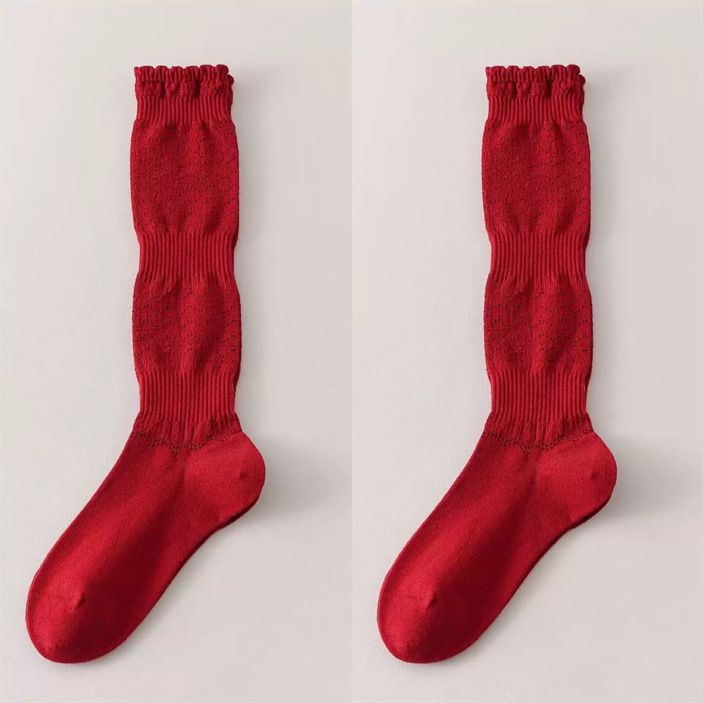 Crystorax | Women’s Merino Wool Calf Socks with Lace Knit Detail