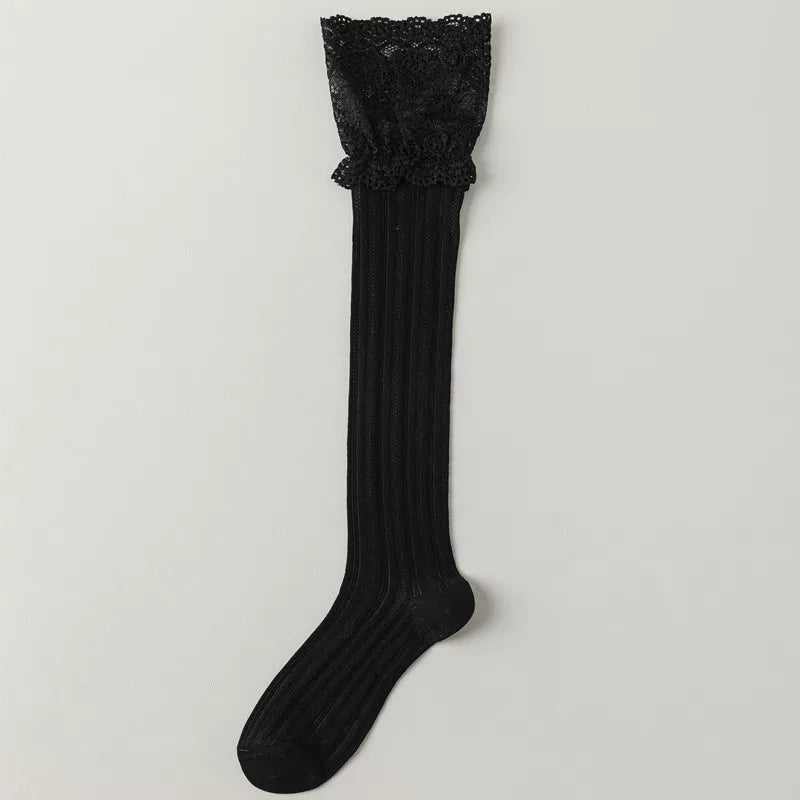 Crystorax | Women’s Lace Calf Socks with Lightweight Cotton Knit
