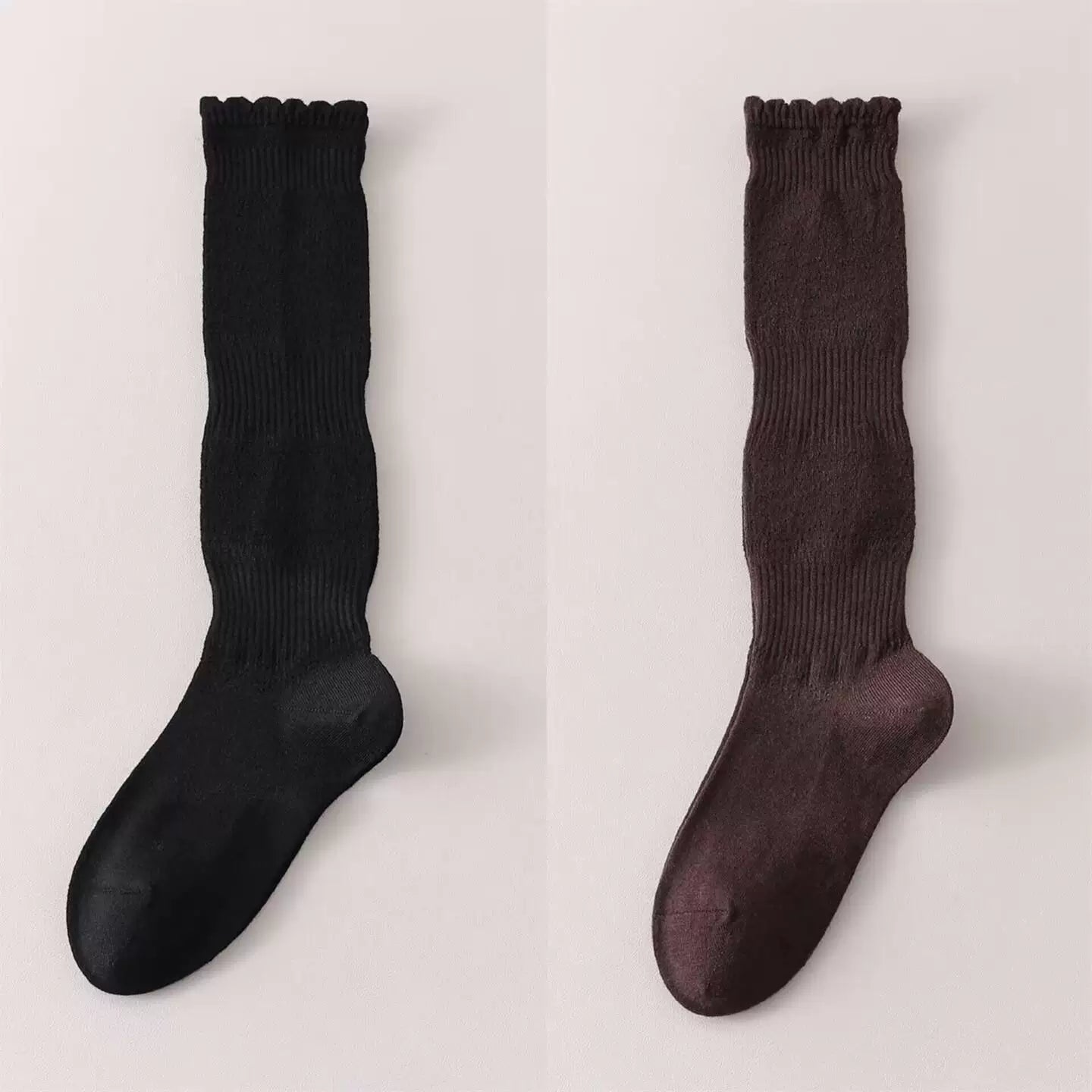 Crystorax | Women’s Merino Wool Calf Socks with Lace Knit Detail