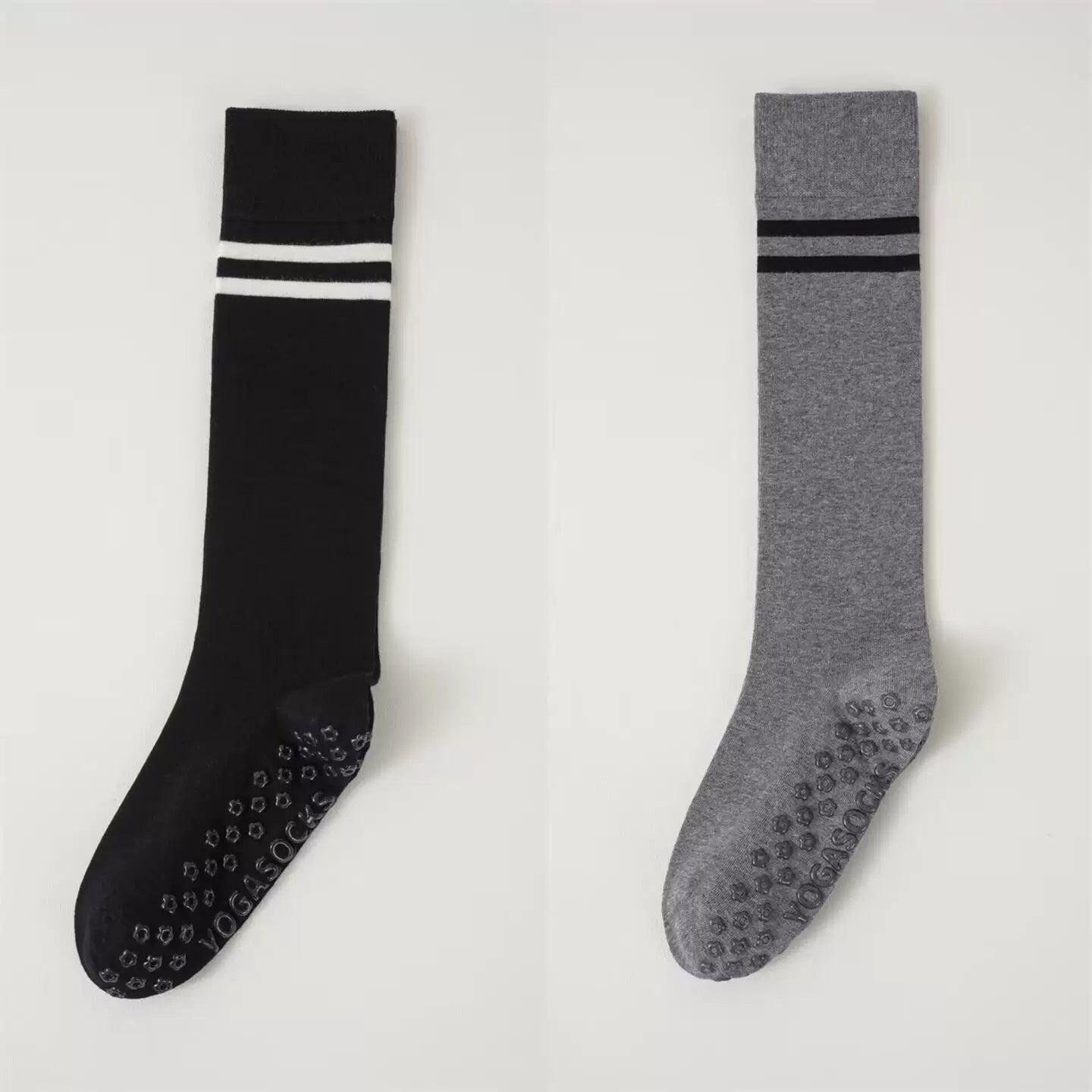 Crystorax | Striped Long Tube Yoga Socks for Women, Non-Slip Mid-Calf Pilates Socks for Indoor Fitness