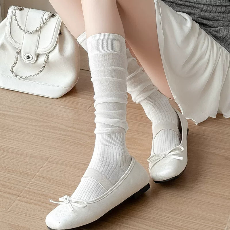 Crystorax | Solid Color Knee-Length Socks for Women with Relaxed Fit