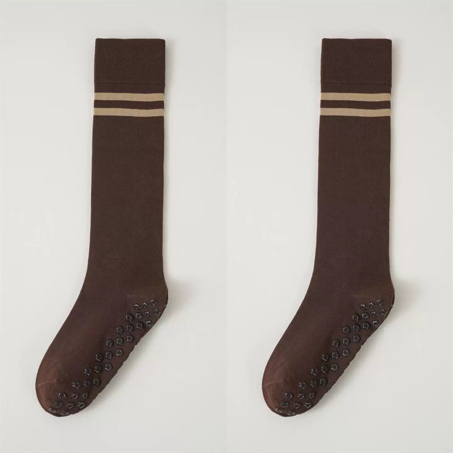 Crystorax | Striped Long Tube Yoga Socks for Women, Non-Slip Mid-Calf Pilates Socks for Indoor Fitness