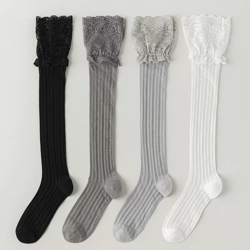 Crystorax | Women’s Lace Calf Socks with Lightweight Cotton Knit