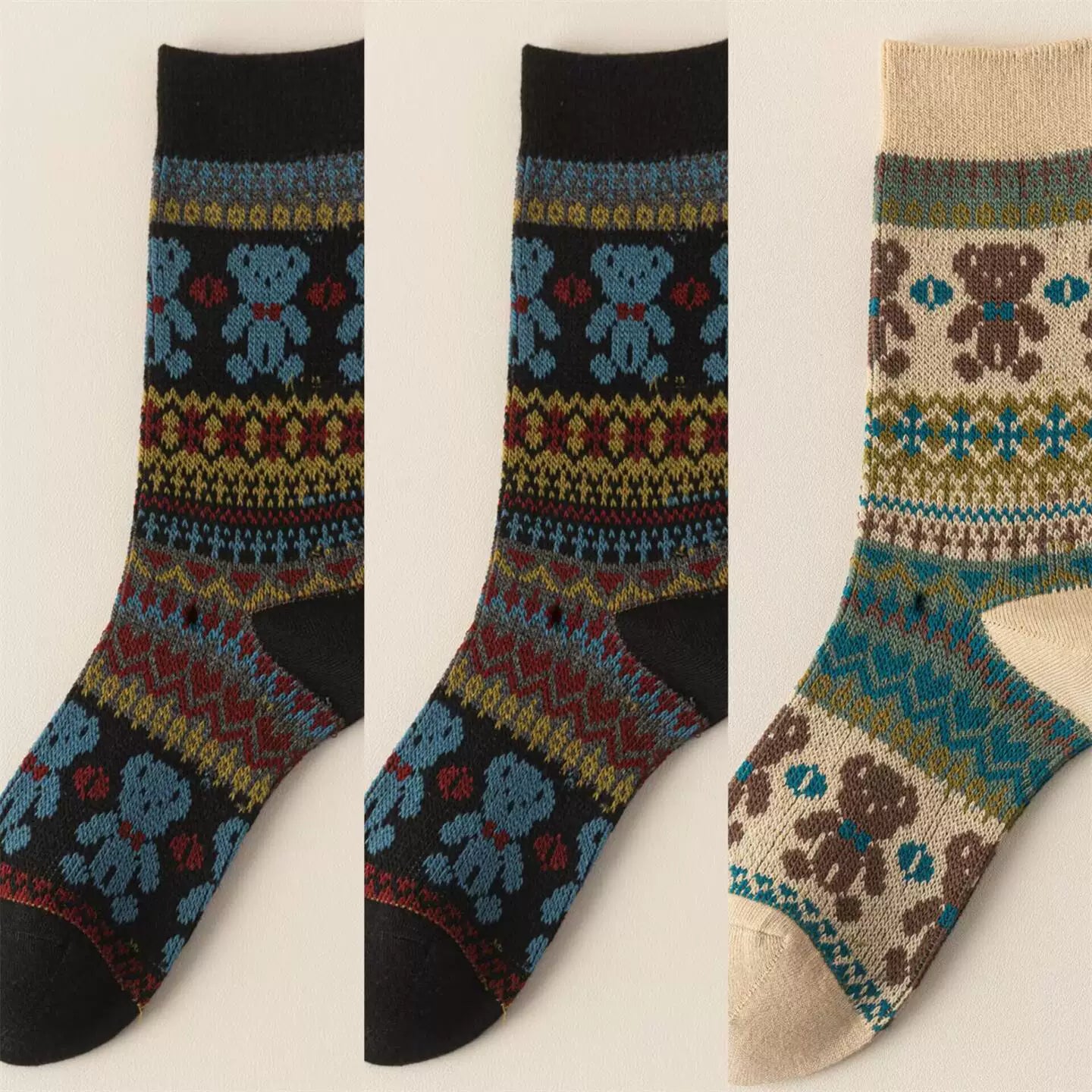 Crystorax | Thick Cotton Mid-Calf Socks with Double-Knit Pile for Women