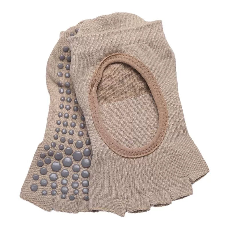 Crystorax | 2-Pack Lightweight Cotton Toe Yoga Socks for Women, Non-Slip Spring Summer Pilates Socks for Indoor Fitness